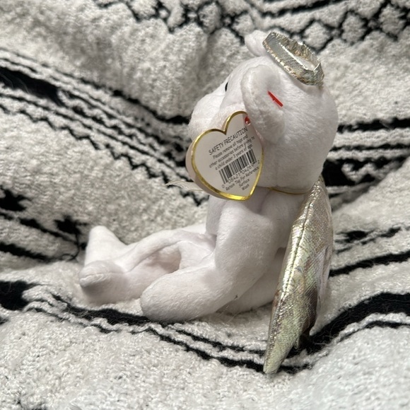 Ty Beanie Baby “ Halo II” White Angel Bear Gold Wings Vintage Retired 2000 - Picture 2 of 6